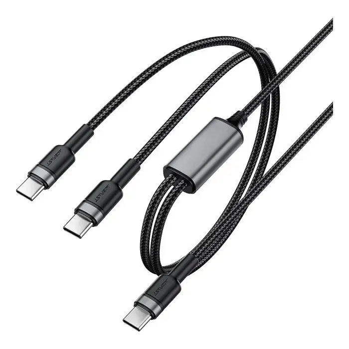 Дата кабель USB-C to 2xUSB-C 1.2m 100W nylon black Acefast (6974316285120) изображение 2