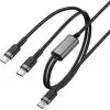 Дата кабель USB-C to 2xUSB-C 1.2m 100W nylon black Acefast (6974316285120) изображение 2
