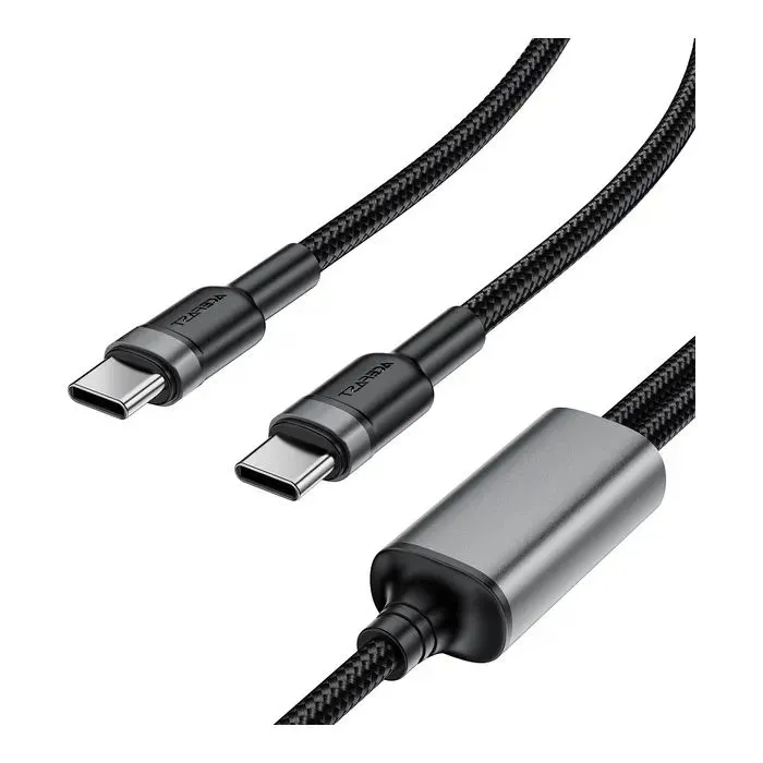 Дата кабель USB-C to 2xUSB-C 1.2m 100W nylon black Acefast (6974316285120) изображение 3
