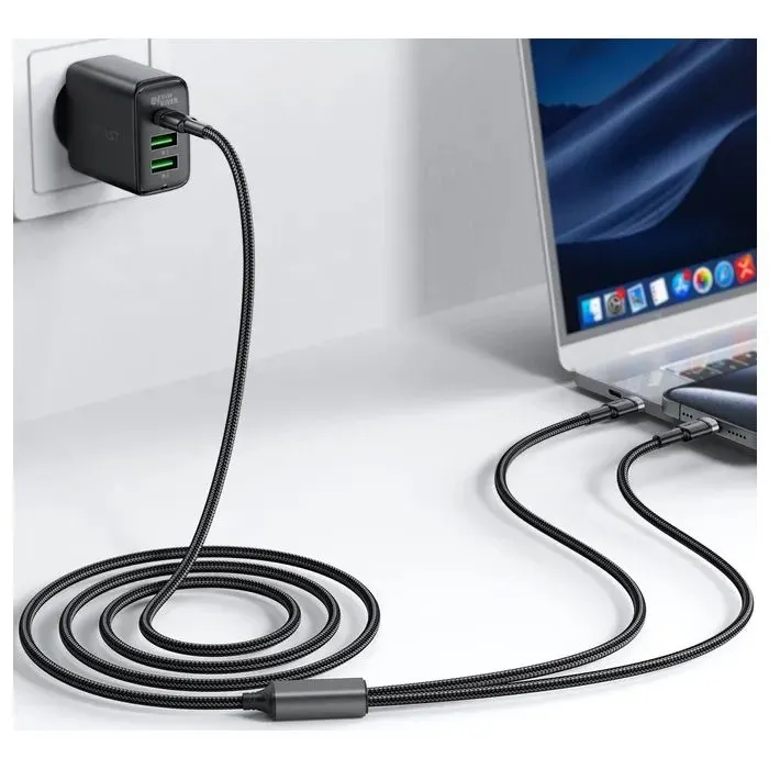 Дата кабель USB-C to 2xUSB-C 1.2m 100W nylon black Acefast (6974316285120) изображение 6