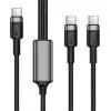 Дата кабель USB-C to 2xUSB-C 1.2m 100W nylon black Acefast (6974316285120)