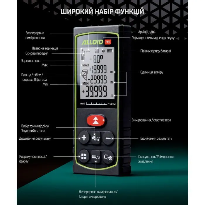Дальномер Alloid Pro, лазерный, 100м (DM-11100) изображение 7