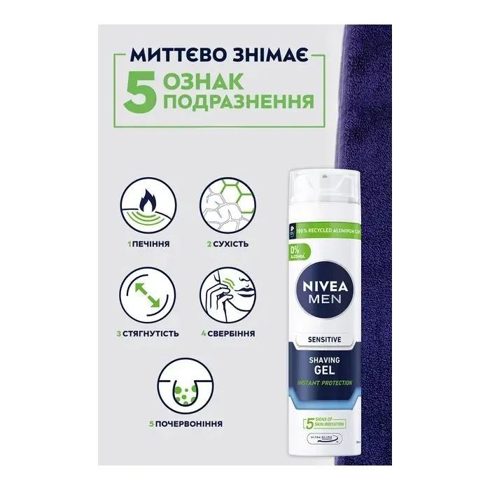 Гель для бритья Nivea Instant Protection Для чувствительной кожи 200 мл (4005808222964) изображение 9
