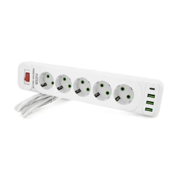 Сетевой фильтр питания Meilepai F25U, 5 роз EU, 3USB White (F25U-White)