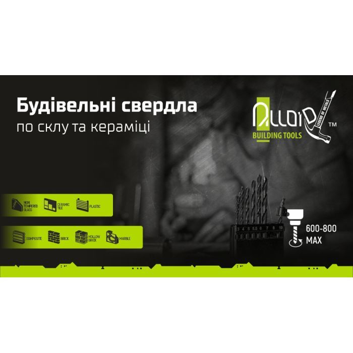 Свердло Alloid по склу та кераміці, QUADRO, 5мм, HEX 1/4", L=95мм (GB-20005) зображення 4