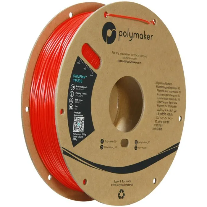 Пластик для 3D-принтера Polymaker TPU-95A 1,75mm 0,75kg RED (PD01003)
