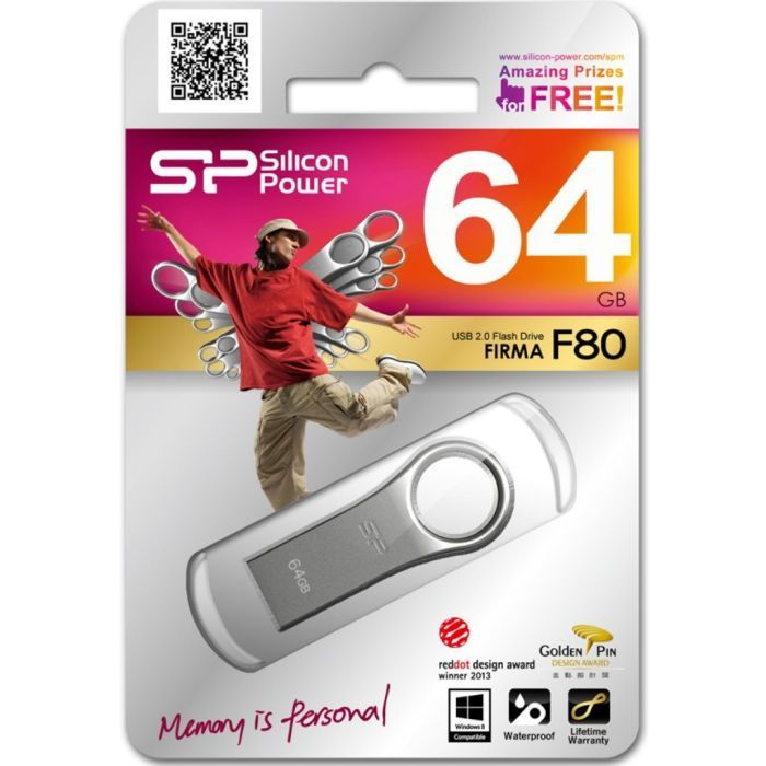 USB флеш накопитель Silicon Power 64GB Firma F80 Silver USB 2.0 (SP064GBUF2F80V1S) изображение 4