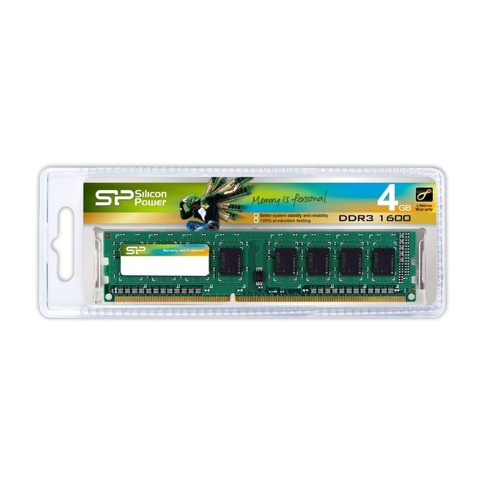 Модуль пам'яті для комп'ютера DDR3 4GB 1600 MHz Silicon Power (SP004GBVTU160N02)