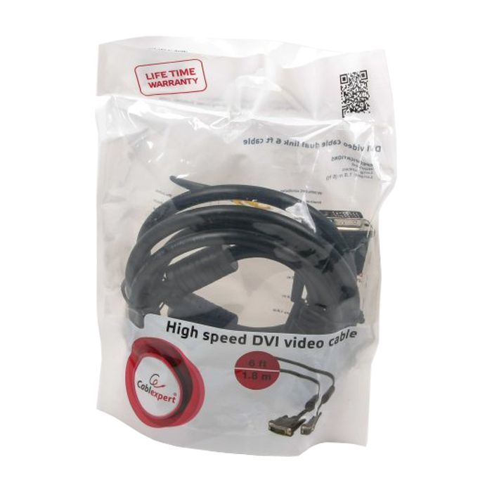 Кабель мультимедійний DVI to DVI 18+1pin, 1.8m Cablexpert (CC-DVI-BK-6) зображення 2
