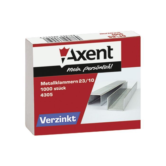 Скобы для канцелярского степлера №23/10, up to 70 sheets, 1000 шт Axent (4305-А)