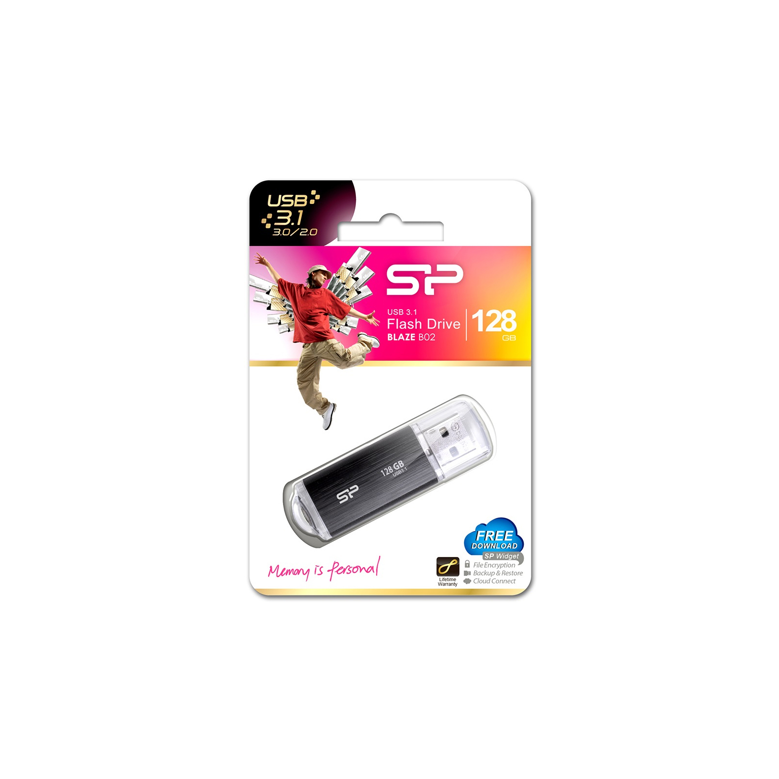 USB флеш накопитель Silicon Power 32GB Blaze B02 Black USB 3.0 (SP032GBUF3B02V1K) изображение 5