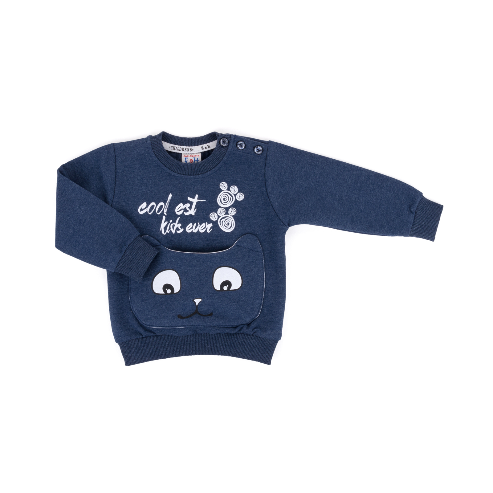 Набор детской одежды Breeze с котиком на кармане (9701-80B-blue) изображение 2