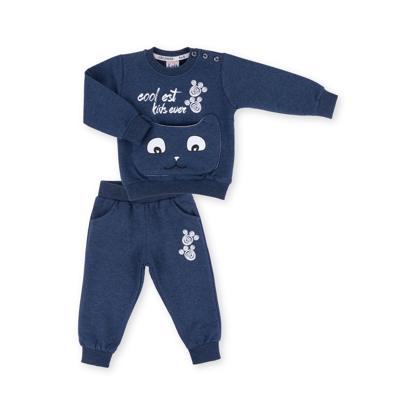 Набор детской одежды Breeze с котиком на кармане (9701-80B-blue)