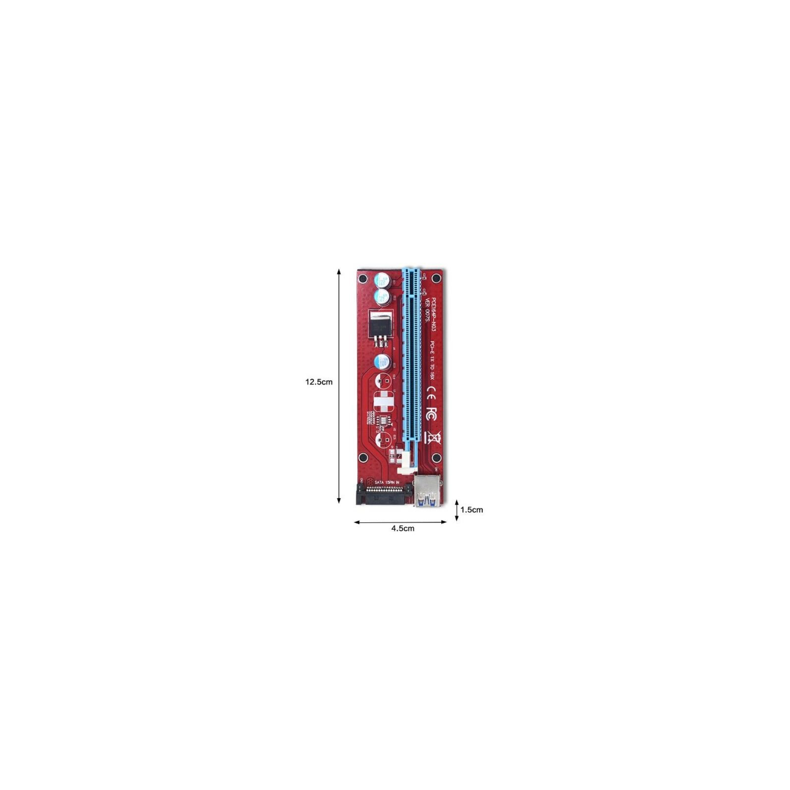 Райзер PCI-E x1 to 16x 60cm USB 3.0 Cable 15Pin SATA Power v.007S R Dynamode (RX-riser-007S 15 pin) зображення 4