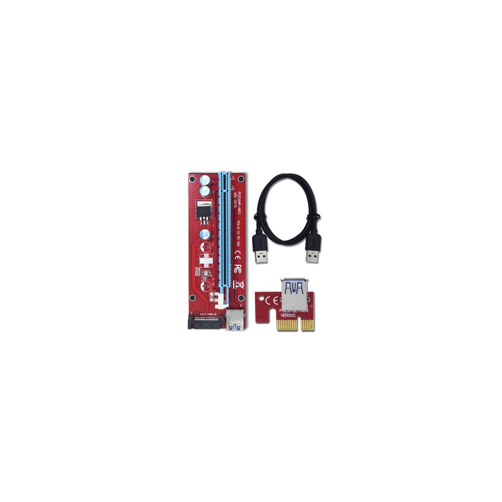 Райзер PCI-E x1 to 16x 60cm USB 3.0 Cable 15Pin SATA Power v.007S R Dynamode (RX-riser-007S 15 pin)
