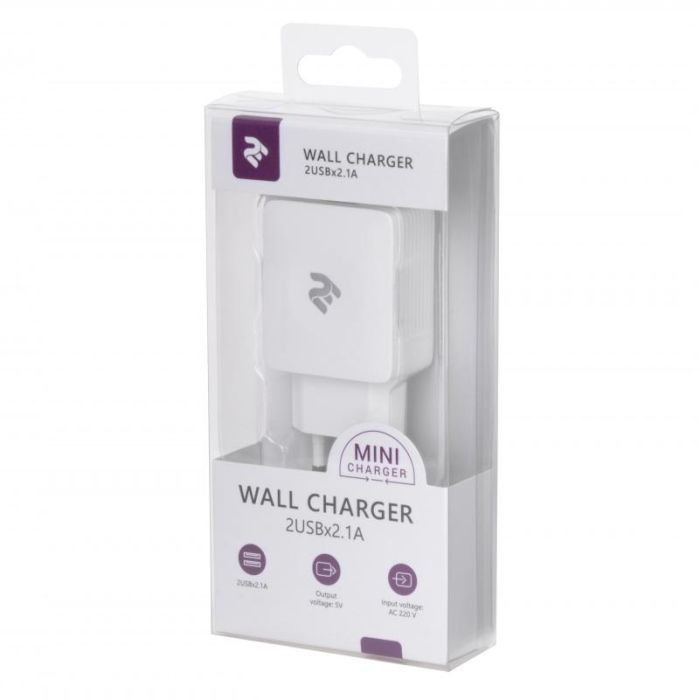 Зарядное устройство 2E Wall for 2 USB - DC5.0V/4.2 A, white (2E-WC4USB-W) изображение 4