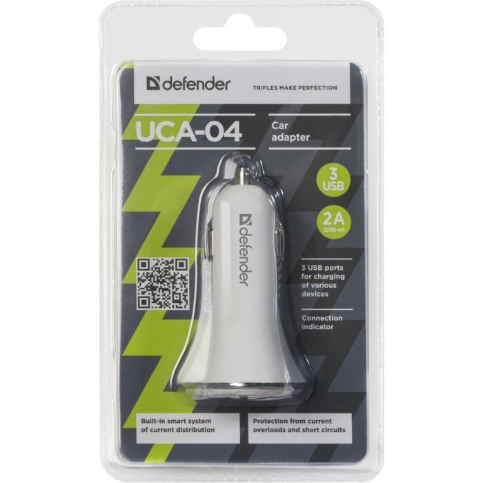 Зарядное устройство Defender UCA-04 авто,3 порта USB, 5V / 6A (83566) изображение 2