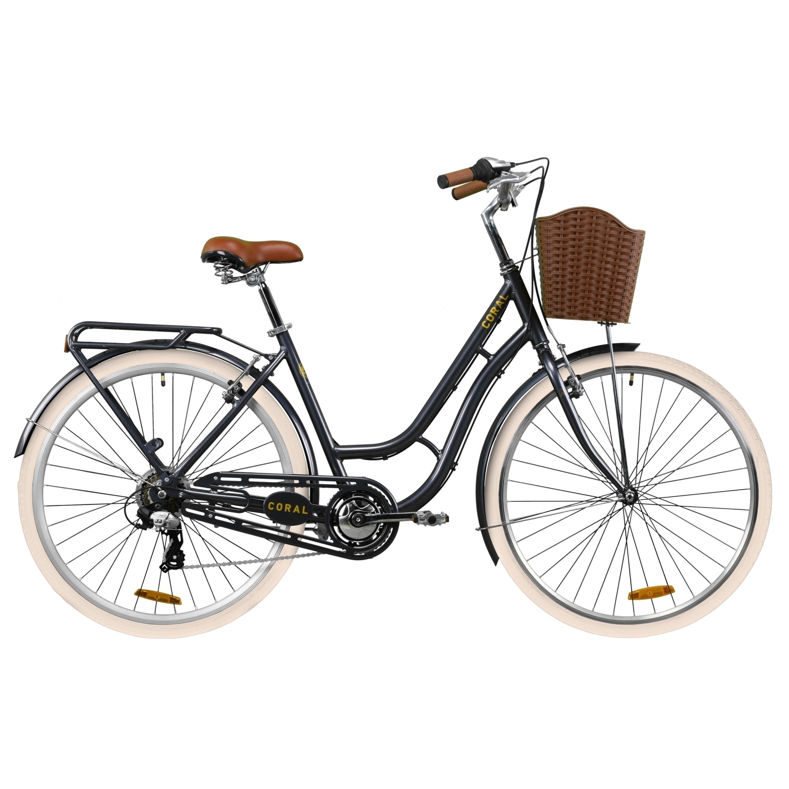 Велосипед Dorozhnik 28" RUBY рама-19" Al 2020 серый, багажник + корзина (OPS-D-28-181)
