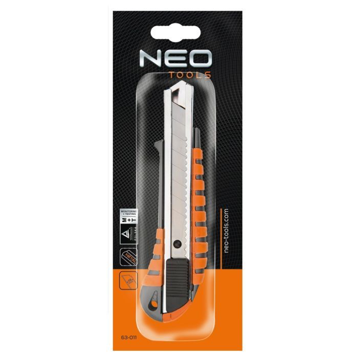 Нож канцелярский Neo Tools 18 мм, металический корпус (63-011) изображение 2