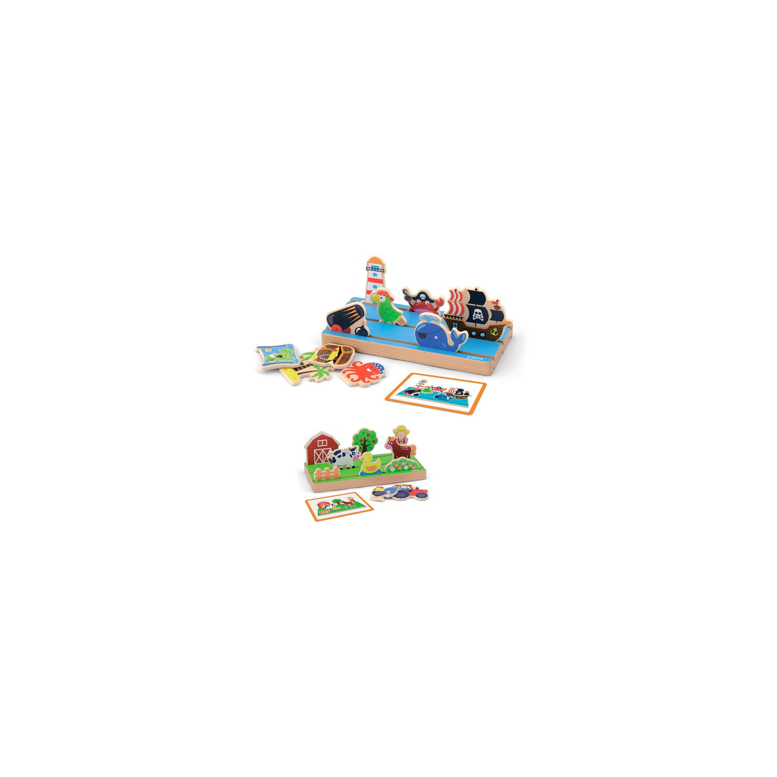 Развивающая игрушка Viga Toys Пространство и расстояние: ферма, море двусторонний (50183)