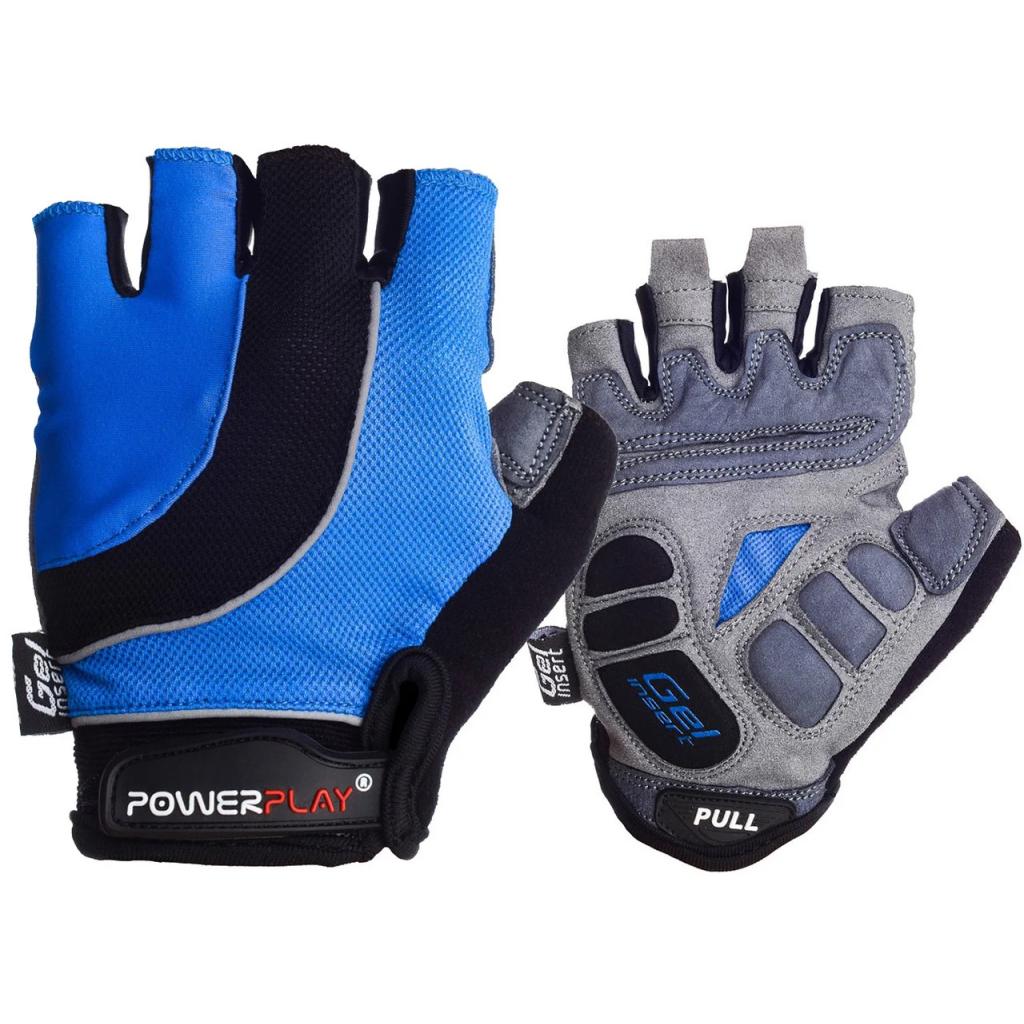 Велоперчатки PowerPlay 5037 Black/Blue L (5037A_L_Blue)