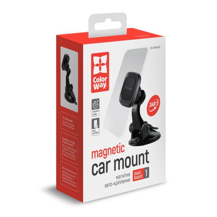 Универсальный автодержатель ColorWay Dashboard-1 (360 rotation) magnetic Gray (CW-CHM06-GR) изображение 9