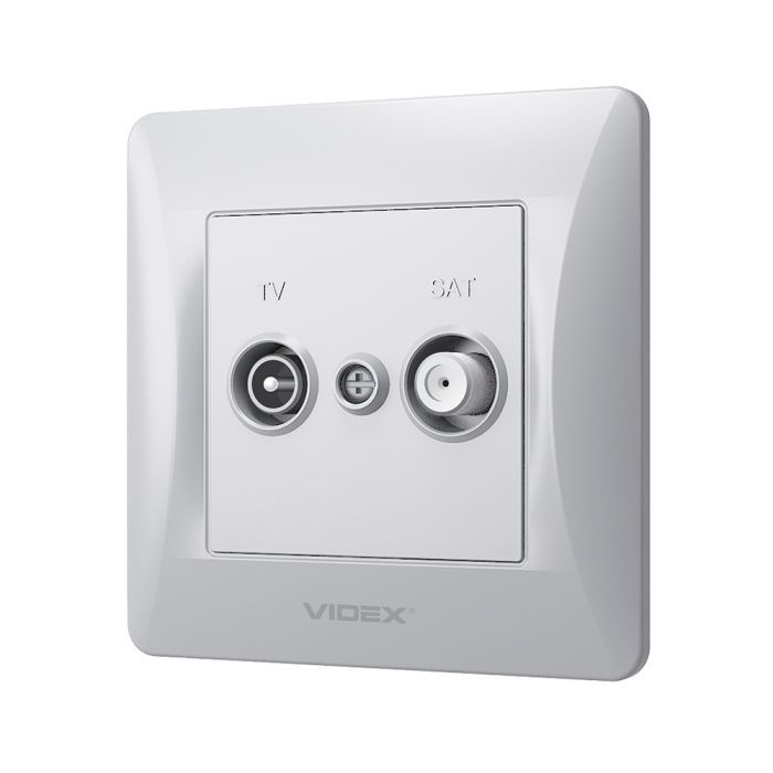 ТВ розетка Videx BINERA TV+SAT конечная серебряный шёлк (VF-BNSK2TVSATE-SS)