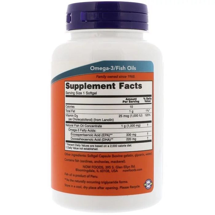 Жирні кислоти Now Foods Риб'ячий жир + D3, Tri-3D Omega, 90 желатинових капсул (NOW-01686) зображення 2