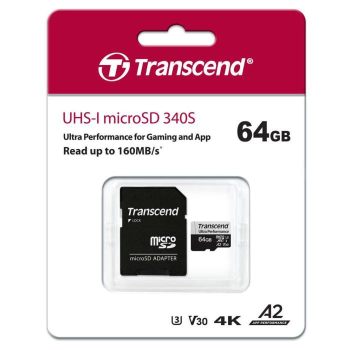 Карта памяти Transcend 64GB microSDXC class 10 UHS-I U3 A2 (TS64GUSD340S) изображение 3