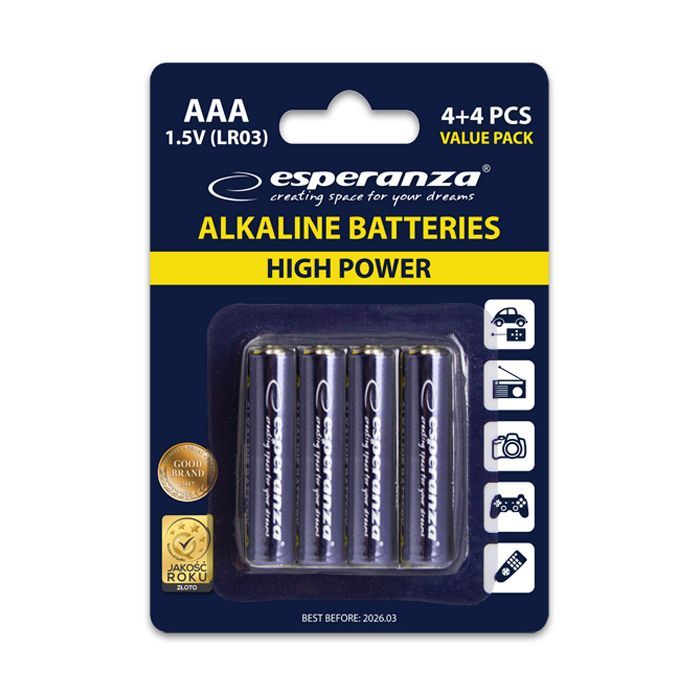 Батарейка Esperanza AAA LR03 Alkaline * 8 (EZB104) изображение 3