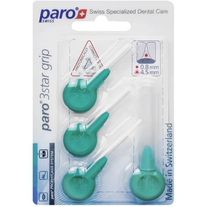 Щетки для межзубных промежутков Paro Swiss 3star grip средние 4.5 мм 4 шт. (7610458010945) изображение 2