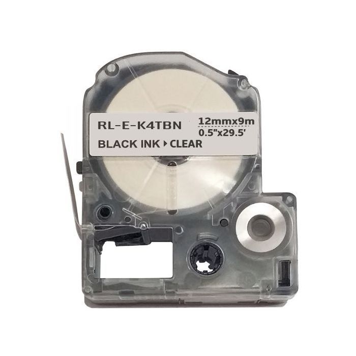 Стрічка для принтера етикеток UKRMARK RL-E-K4TBN-BK/CL, аналог LK4TBN. 12 мм х 9 м (900272)