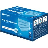 Защитная маска для лица Protect голубовато-белая 3 слоя SMS 50 шт. (4823071647587)