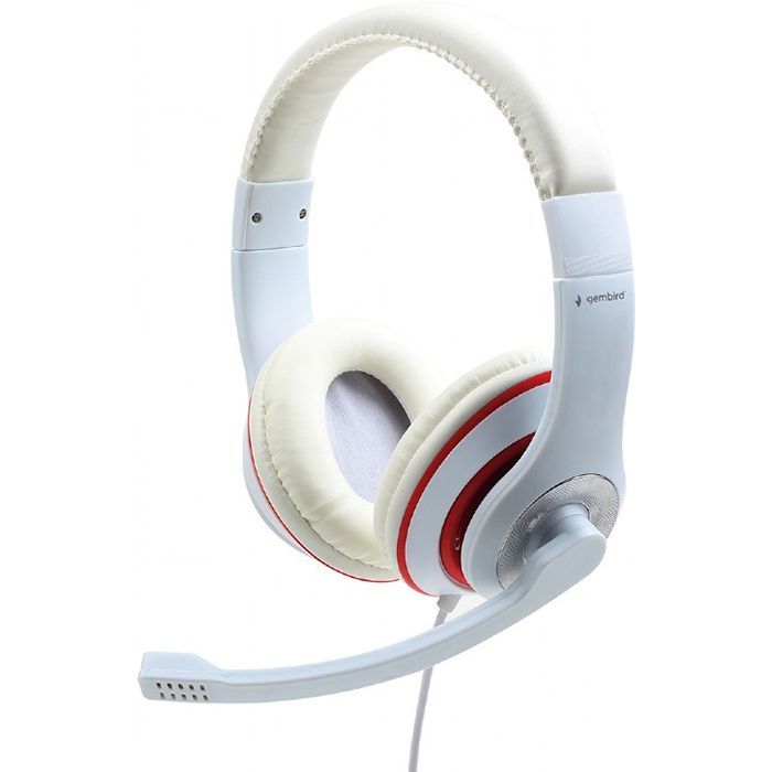 Наушники Gembird MHS-03 White/Red (MHS-03-WTRD)