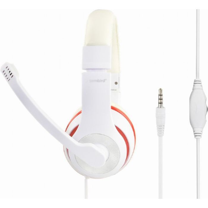 Наушники Gembird MHS-03 White/Red (MHS-03-WTRD) изображение 2