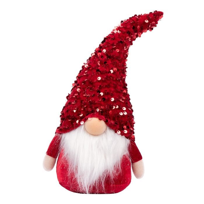 Новогодняя фигурка Novogod`ko Гном Мальчик, красная пайетка, 29 см, LED (973722)
