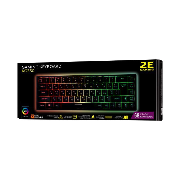 Клавіатура 2E GAMING KG350 RGB 68key USB Black (2E-KG350UBK) зображення 4