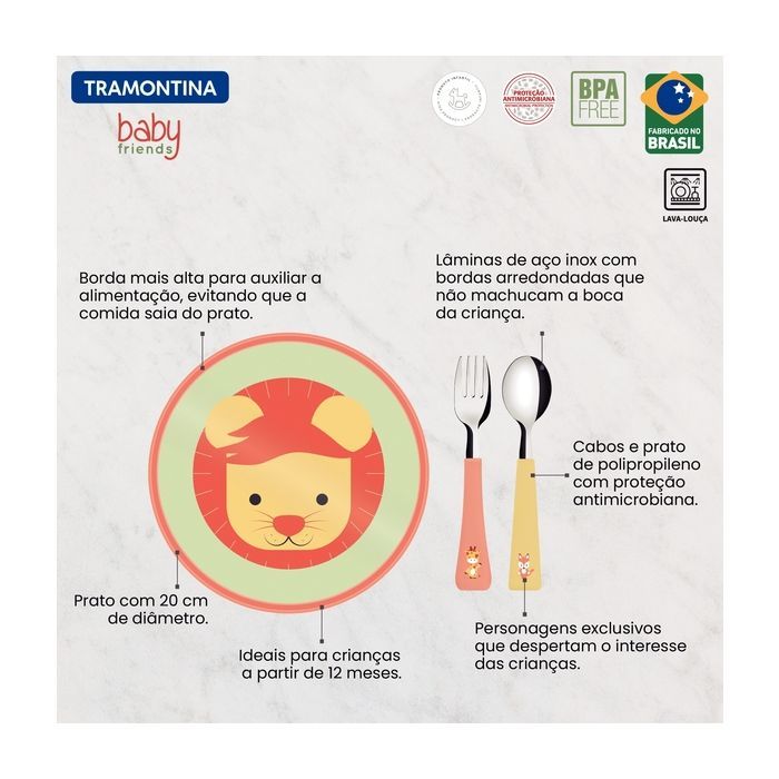 Набір дитячого посуду Tramontina Baby Friends 23797/907 3 предмети (6710901) зображення 3