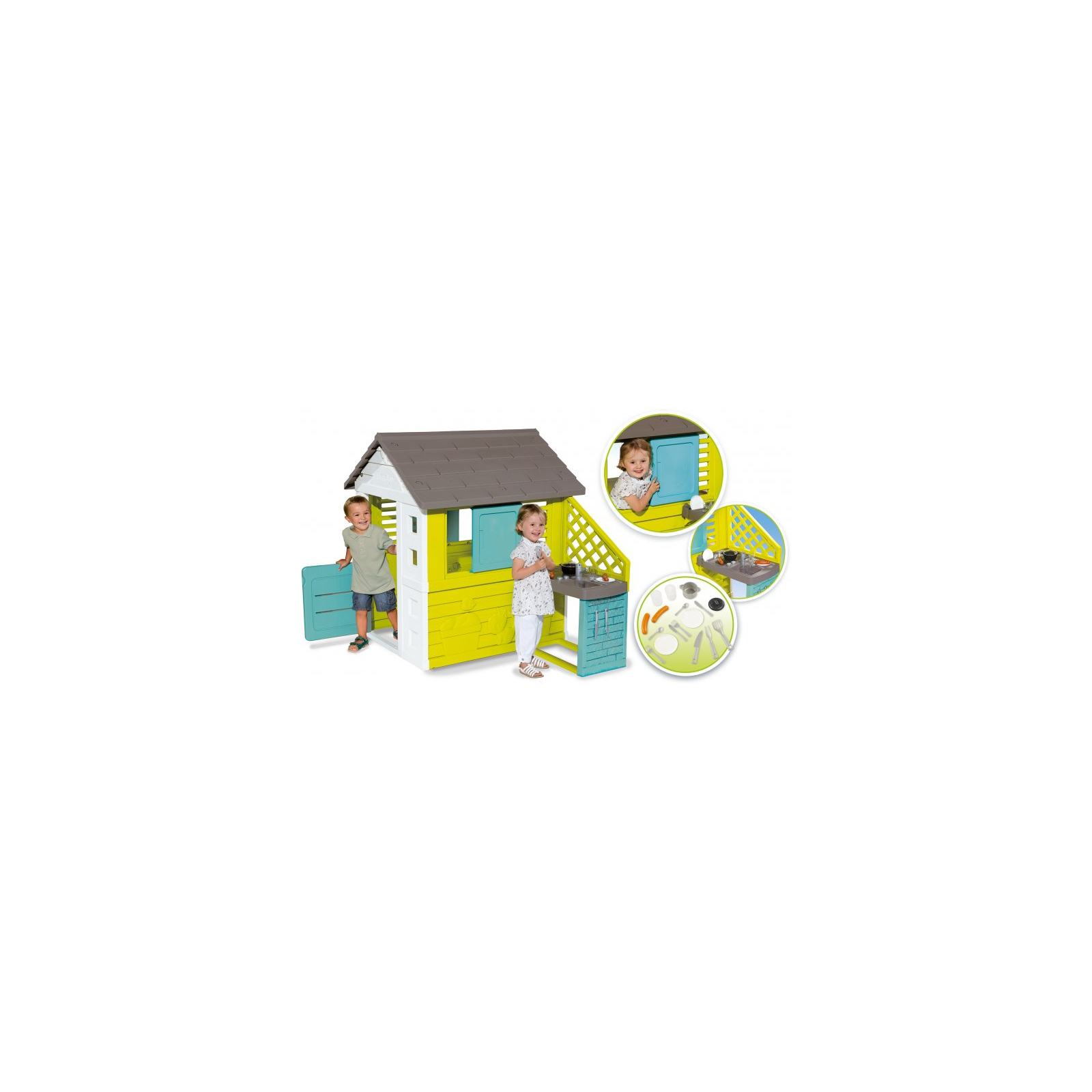 Ігровий будиночок Smoby Райдужний з літньою кухнею 17 аксесуарів Салатовий (810722) зображення 2