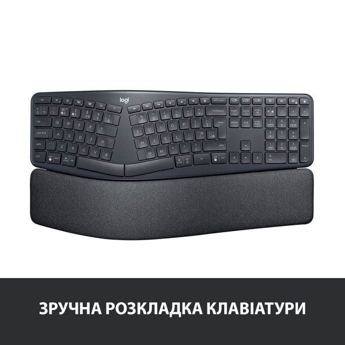Клавиатура Logitech ERGO K860 Bluetooth/Wireless UA Black (920-010108) изображение 2
