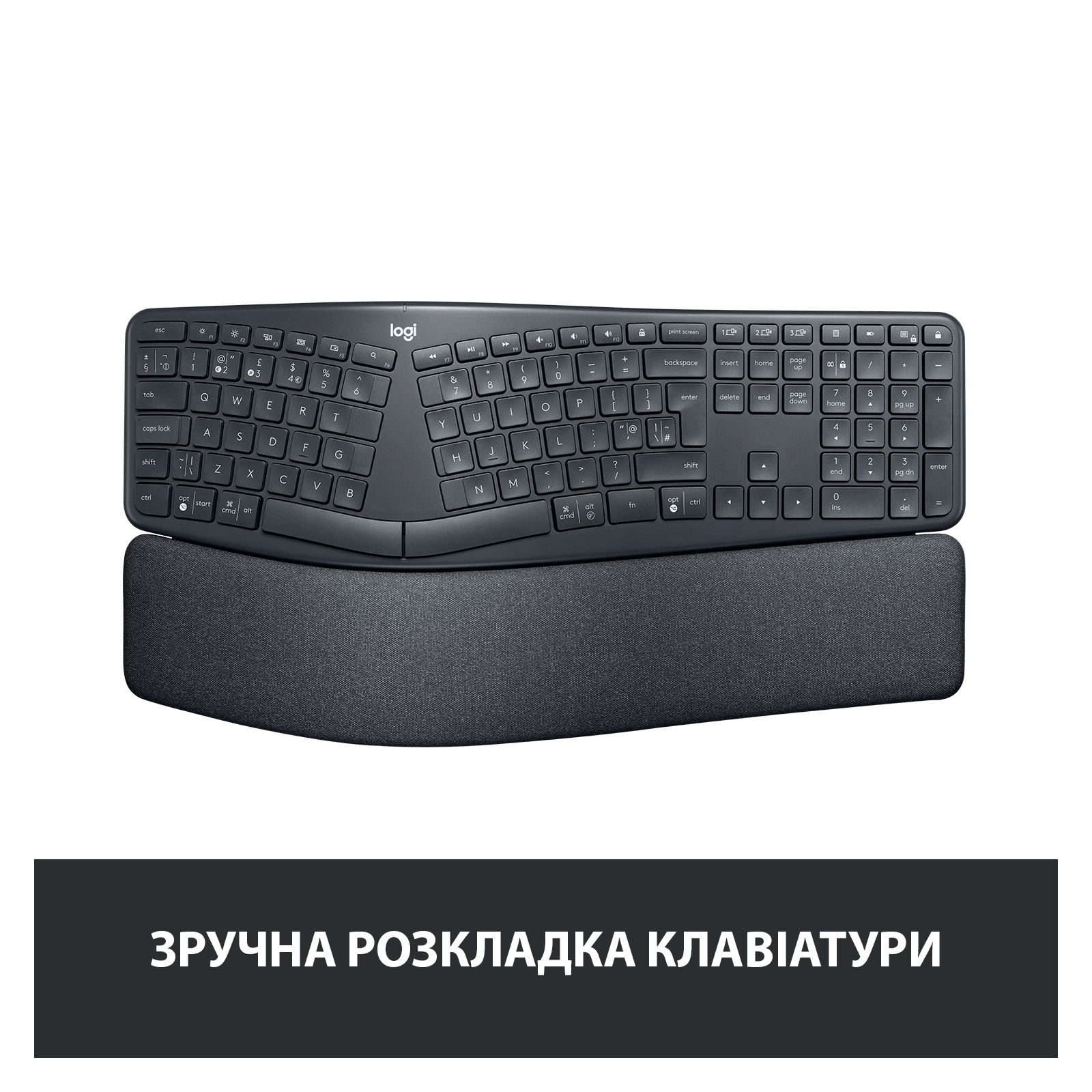 Клавіатура Logitech ERGO K860 Bluetooth/Wireless UA Black (920-010108) зображення 2