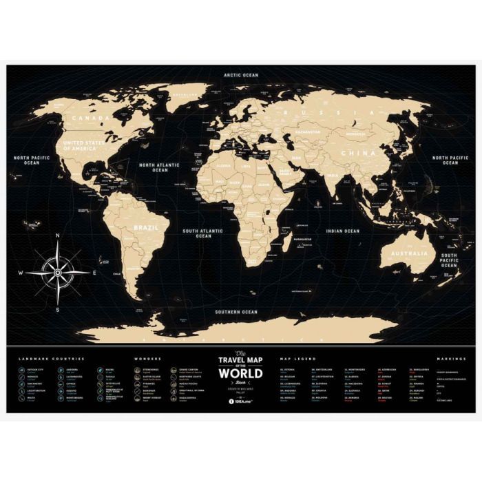 Скретч карта 1DEA.me Travel Map Black World (13007) изображение 3