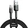 Дата кабель USB 2.0 AM to Micro 5P 0.5m Cafule 2.4A Black-Grey Baseus (CAMKLF-AG1)