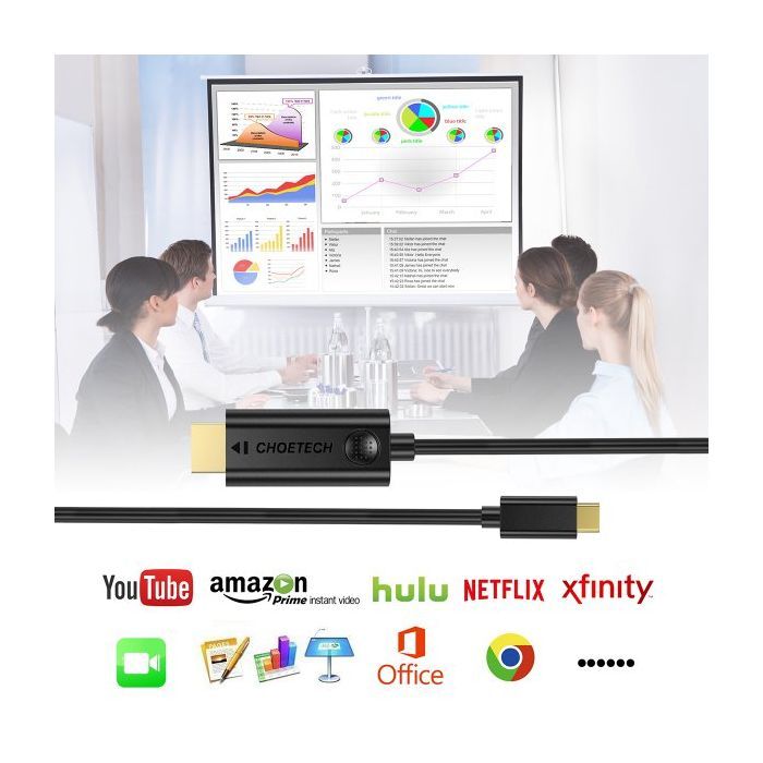 Кабель мультимедийный USB-C to HDMI 3.0m 4K 30Hz Choetech (XCH-0030BK) изображение 7
