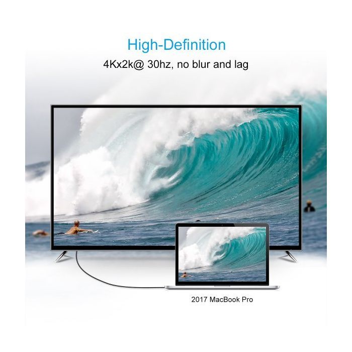Кабель мультимедийный USB-C to HDMI 3.0m 4K 30Hz Choetech (XCH-0030BK) изображение 8