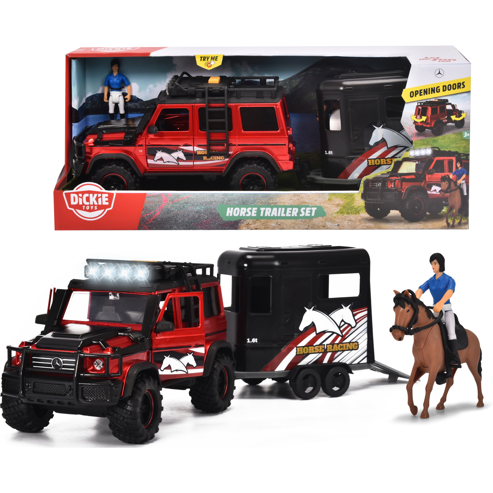Ігровий набір Dickie Toys Перевезення коней з позашляховиком 42 см та фігурками (3837018) зображення 6