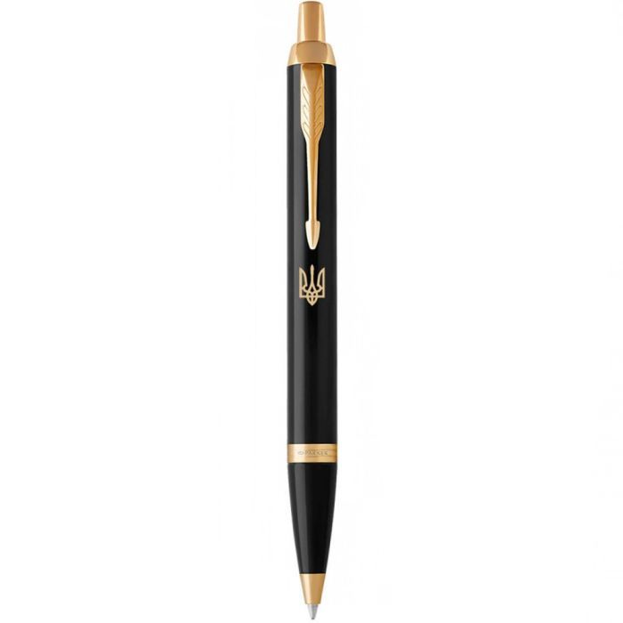 Ручка шариковая Parker IM 17 UKRAINE Black GT BP Трезубец (22032_TR)