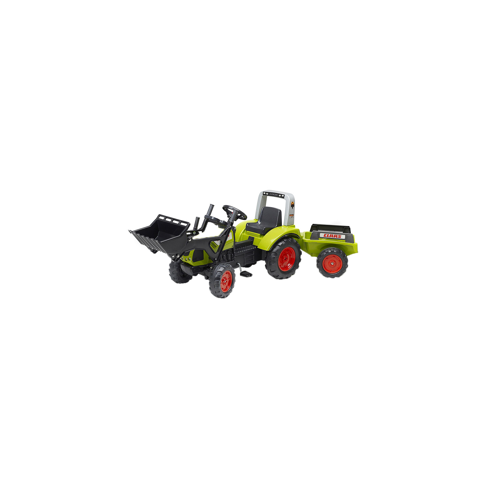 Веломобиль Falk Claas Arion трактор на педалях с прицепом и передним ковшом Зеленый (1040AM)