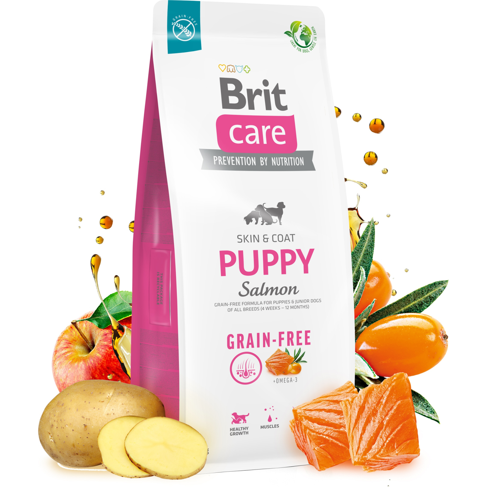 Сухий корм для собак Brit Care Dog Grain-free Puppy з лососем 1 кг (8595602558827) зображення 2