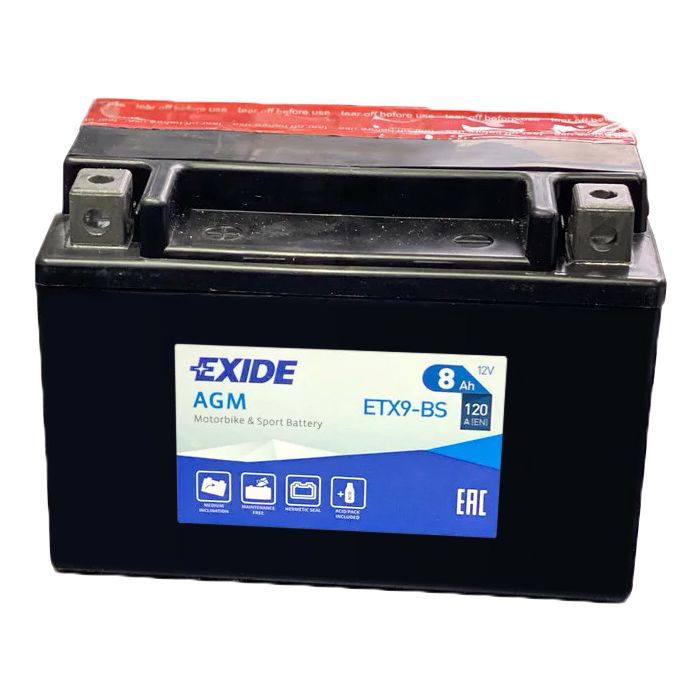 Аккумулятор автомобильный EXIDE AGM 8Ah (+/-) (120EN) (ETX9-BS)